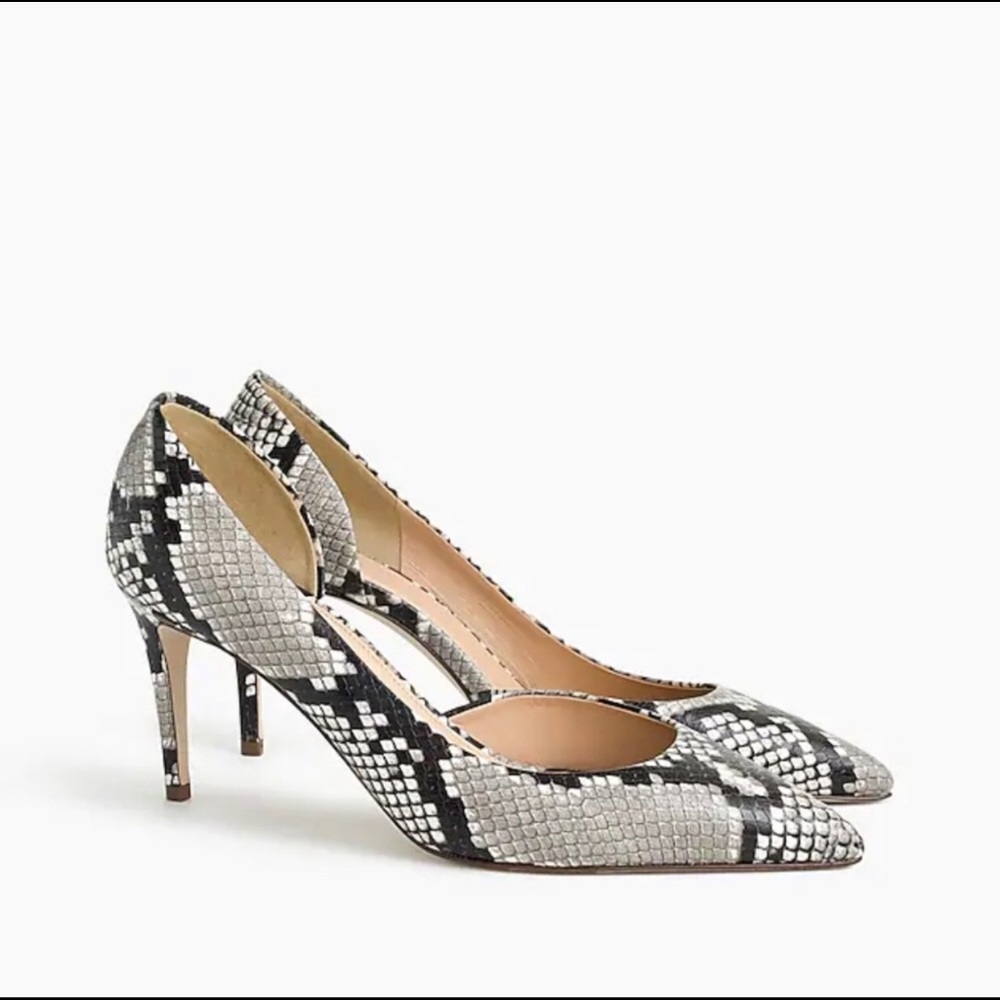 J. Crew Lucie Faux Snake D’Orsay Heels Pumps